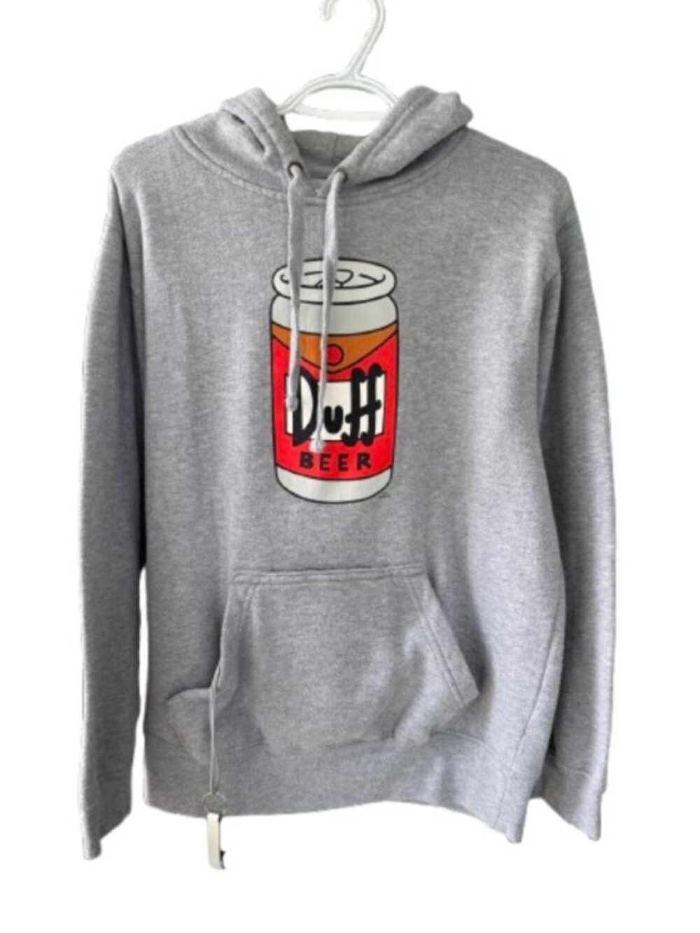 The Simpsons Duff beer pullover hoodie grey men's size S